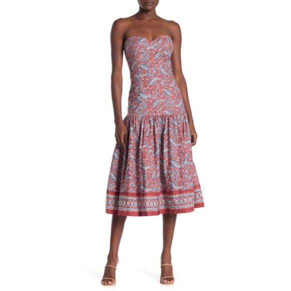 Sold VERONICA BEARD Strapless Floral Print Dress - Picture 8 of 8